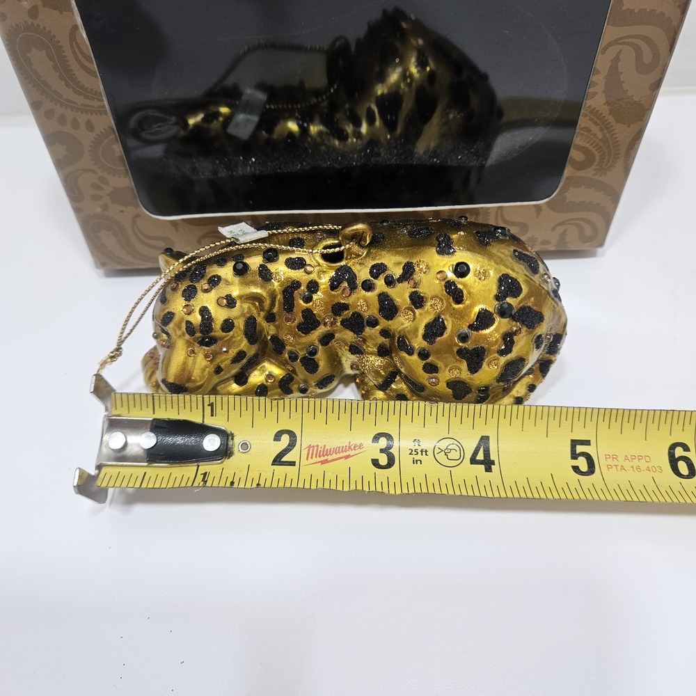 Vintage 2003 Home For The Holidayd Jeweled Collection Gold Cheetah Ornament - Picture 8 of 16